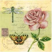 Роза. Почтовая открытка. Набор для вышивания: мулине хб,счетный крест,канва 14 бежевая ,размер:  25*25 см .