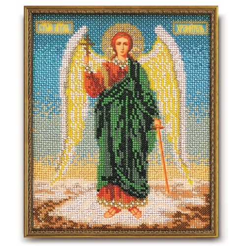 Ангел Хранитель. Набор для вышивания икон из бисера: ткань с нанесенной схемой  и рисунком,бисер,игла,размер: 18*22 см 