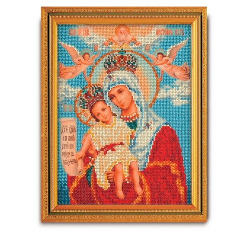 Богородица Милующая. Набор для вышивания икон из бисера: ткань с нанесенной схемой  и рисунком,бисер,игла,размер: 20*26 см 