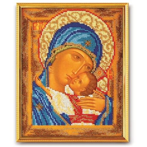 Богородица Умиление. Набор для вышивания икон из бисера: ткань с нанесенной схемой  и рисунком,бисер,игла,размер: 18*22 см 