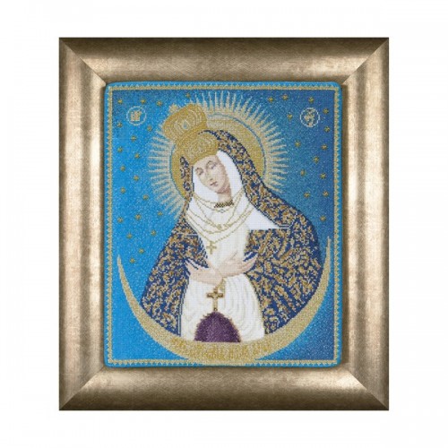 Остробрамская Икона Божией Матери. Набор для вышивания: мулине хб,счетный крест,канва 18 белая ,размер: 22*33,5 см .