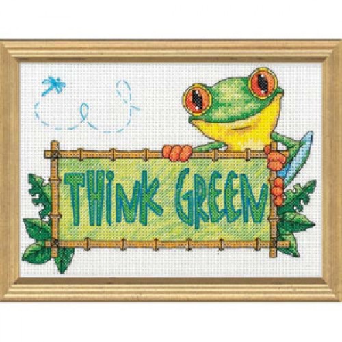 Зеленые мысли от лягушки. Набор для вышивания.